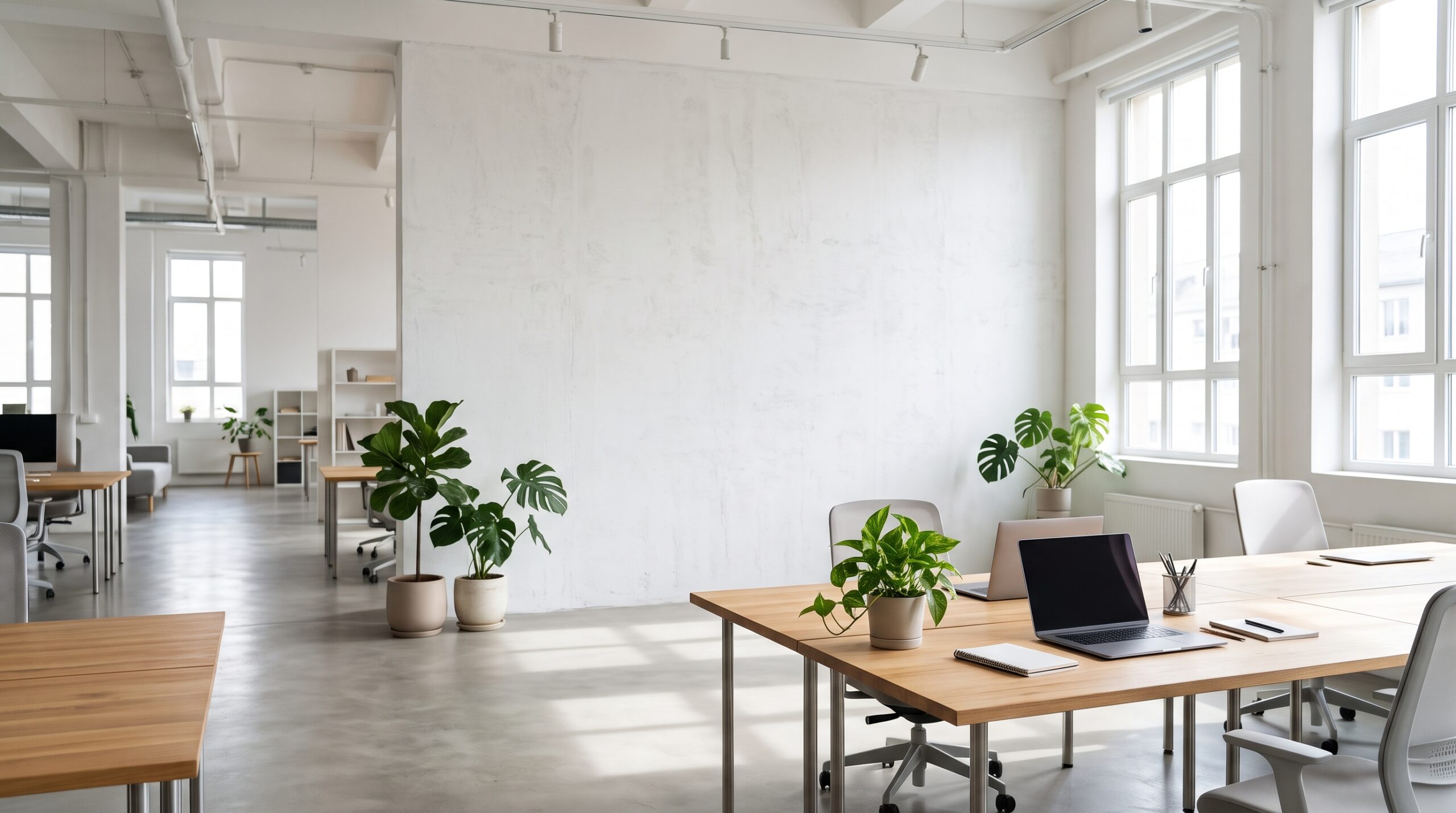 Blank office wall before UV printing
